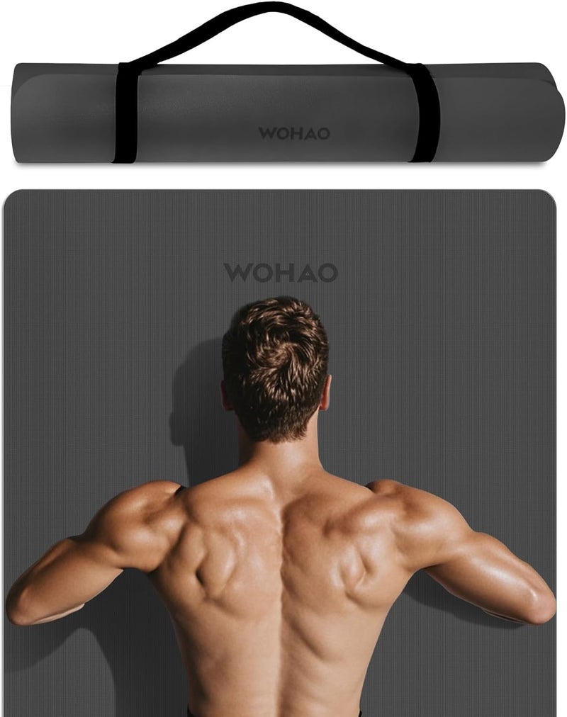 wohao Extra Wide & Thick 8mm Yoga Mat, 72"x31.5" Large Non Slip Exercise Mat, Premium POE Material for Superior Cushioning & Stability, with Strap for Home Gym, Pilates - Image 1